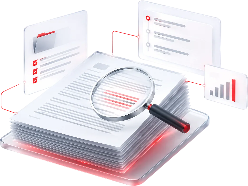 Medical document review magnifying glass analytics