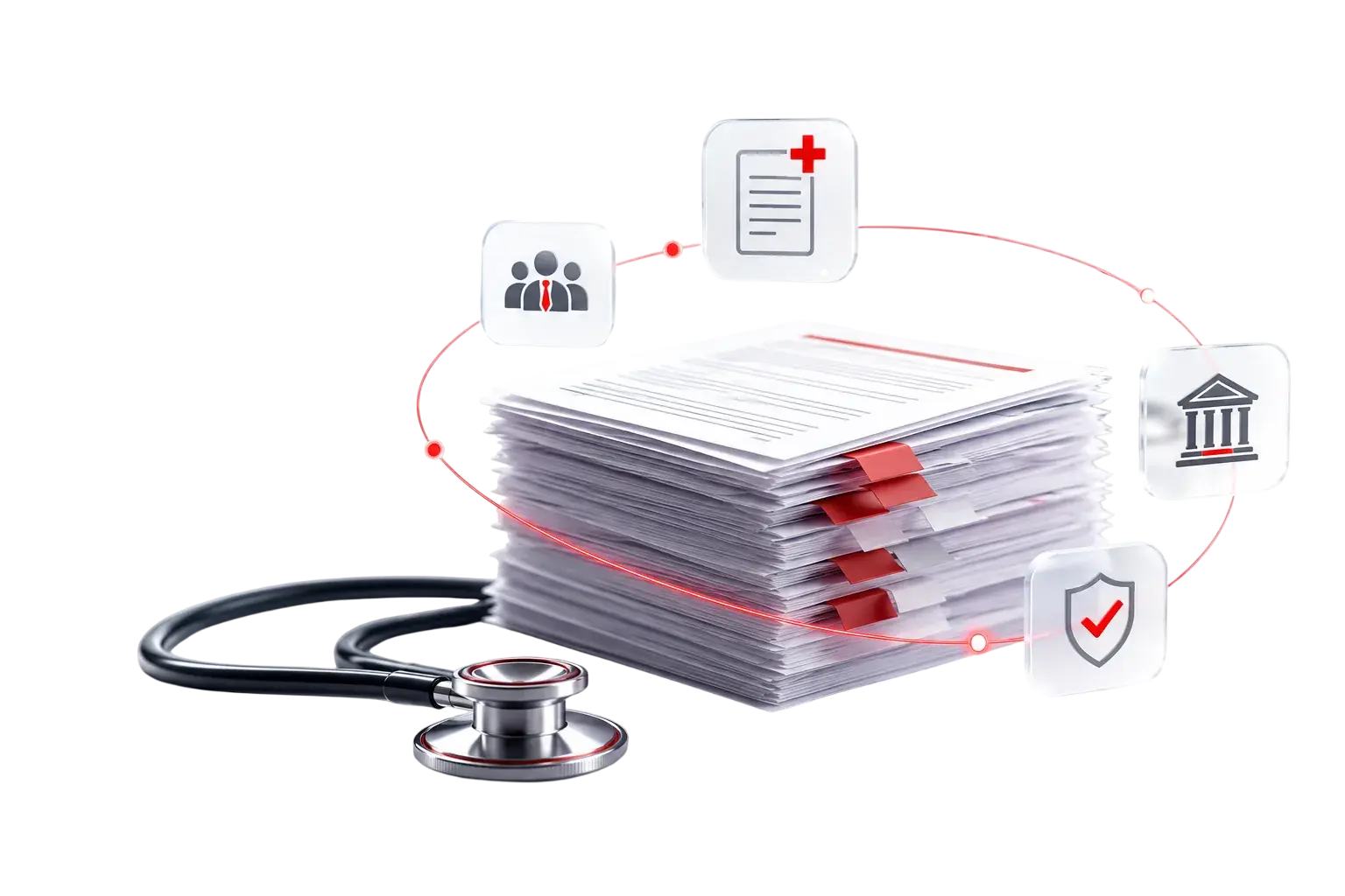 Medical legal case records stethoscope scales of justice